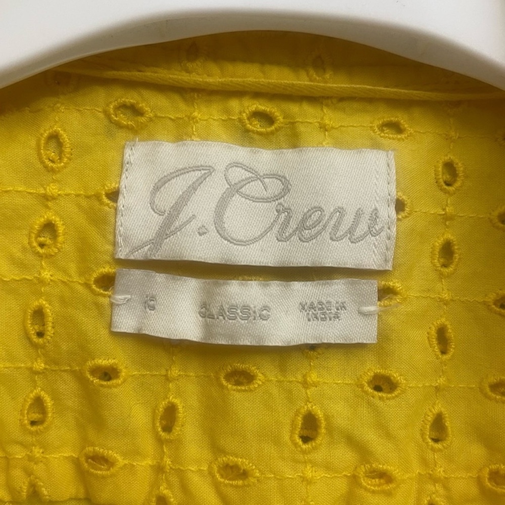 J.Crew eyelet, yellow button up cotton blouse - Picture 4 of 14